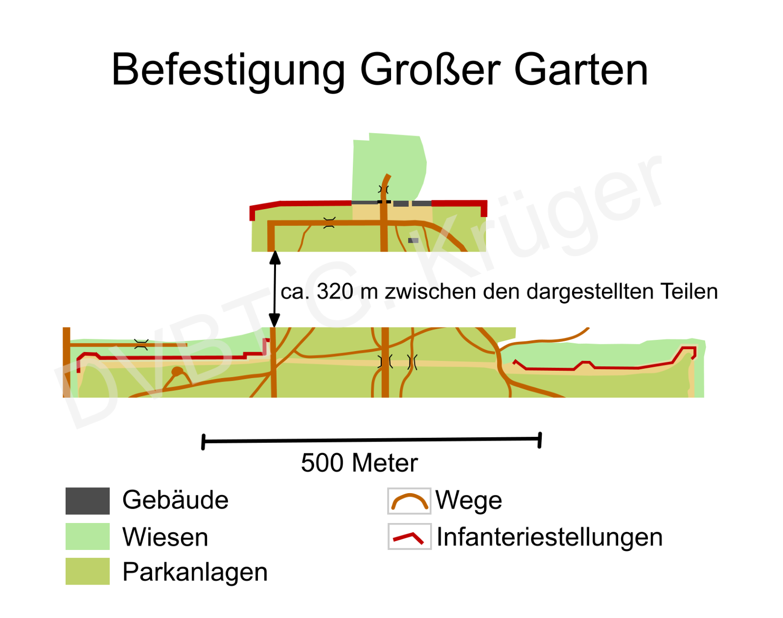 Vereinfachter Plan der Befestigung des Gro&szlig;en Gartens