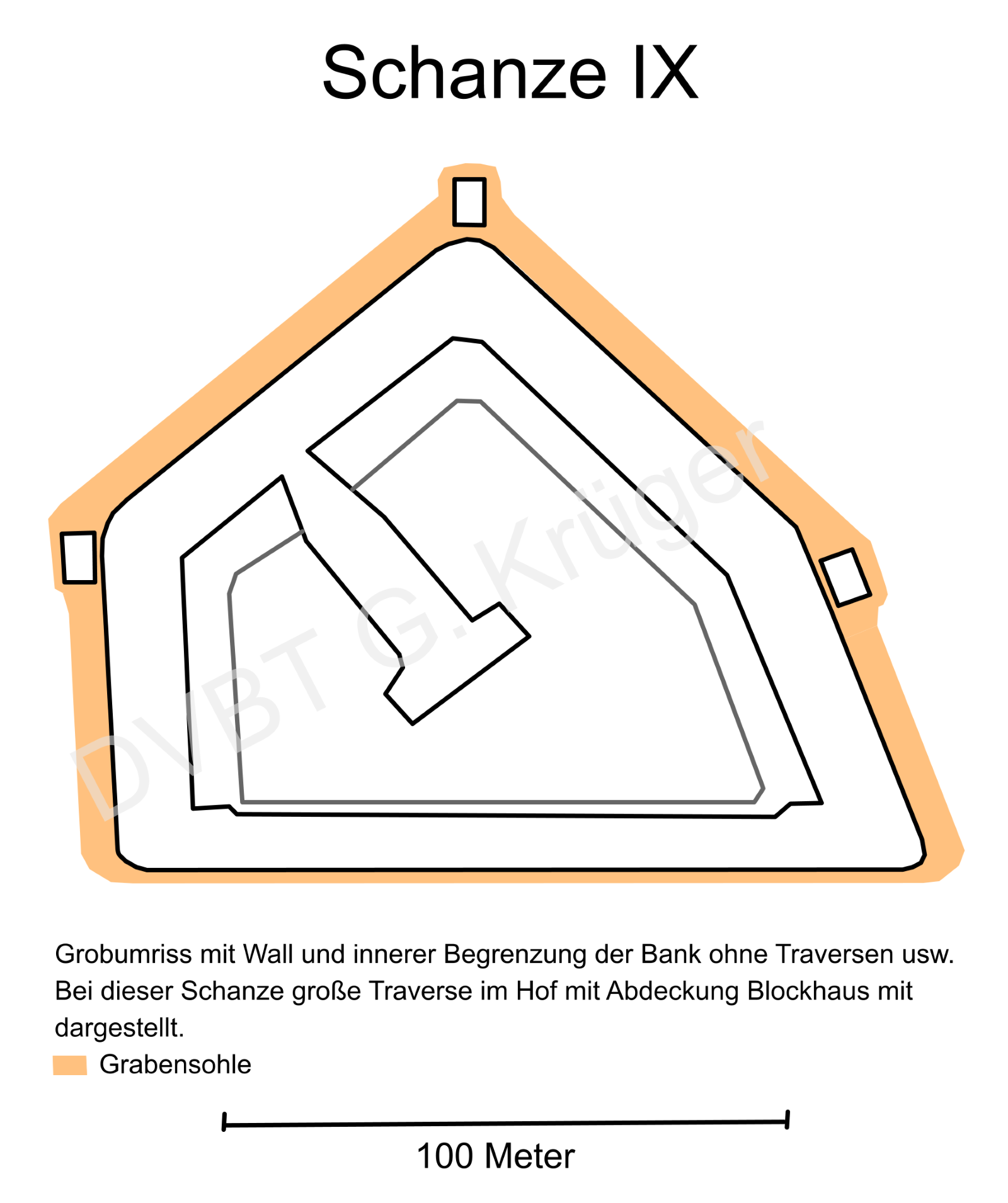 Vereinfachter Grundriss Schanze IX