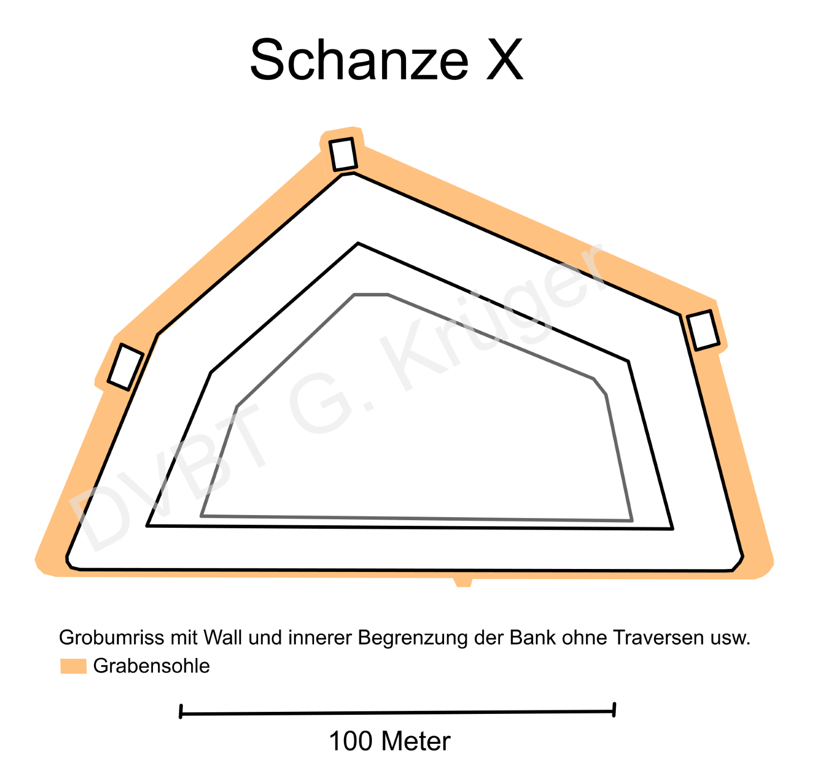 Vereinfachter Grundriss Schanze X
