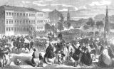 Abb01-Einmarsch-Preu&szlig;ische Truppen am Postplatz, Leipziger Illustrierte Zeitung 1866